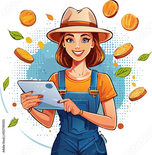 Agriculteur moderne analysant ses cultures avec une tablette