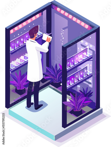 Scène de biologie végétale moderne en laboratoire agricole