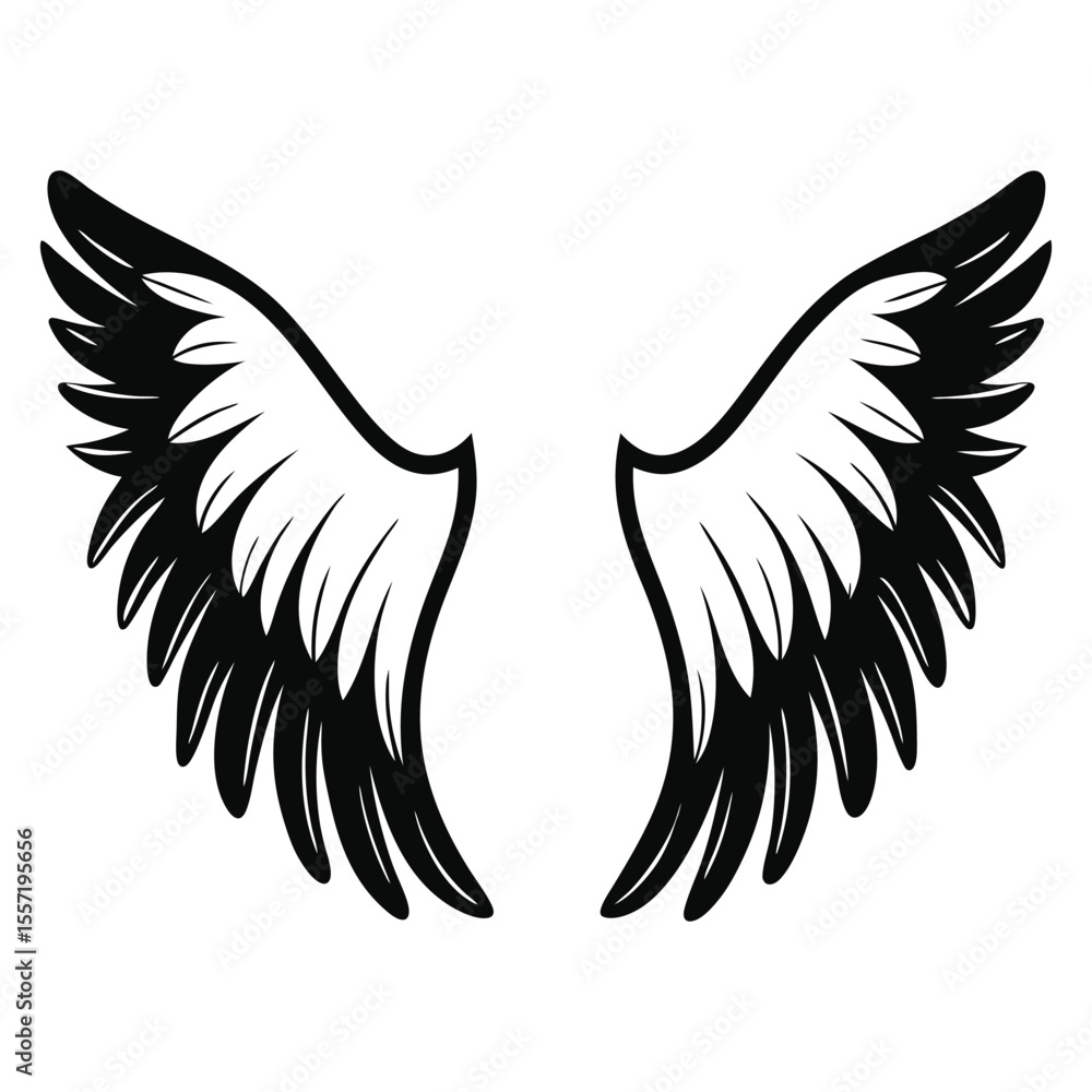 Obraz premium Spread Wings Tattoo Vector in Silhouette Style