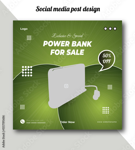 Exclusive and special power bank for sale social media post design template