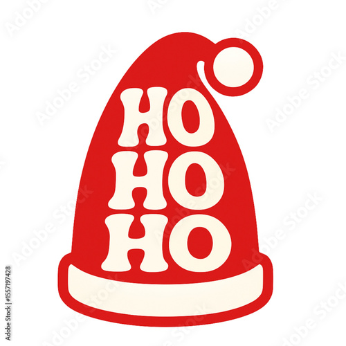 Red Santa hat with "Ho Ho Ho" text for Christmas celebrations  