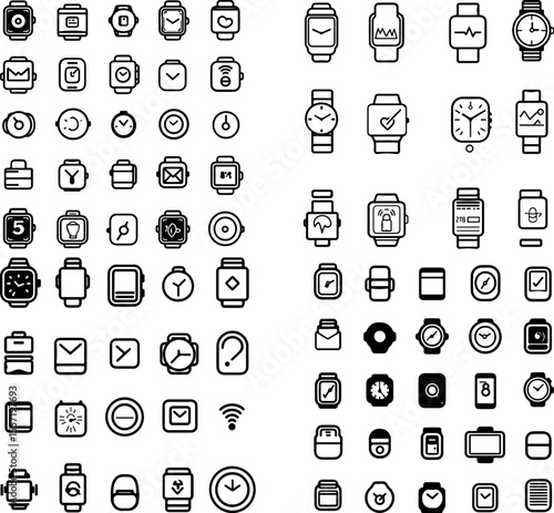smartwatch icons wearable tech smartwatch design activity tracker health monitor fitness tracker digital watch timepiece step counter heart rate monitor sleep tracker smart device mob