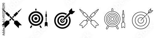 Darts vector icon set. Dart illustration sign collection. javelin symbol. target web icons.