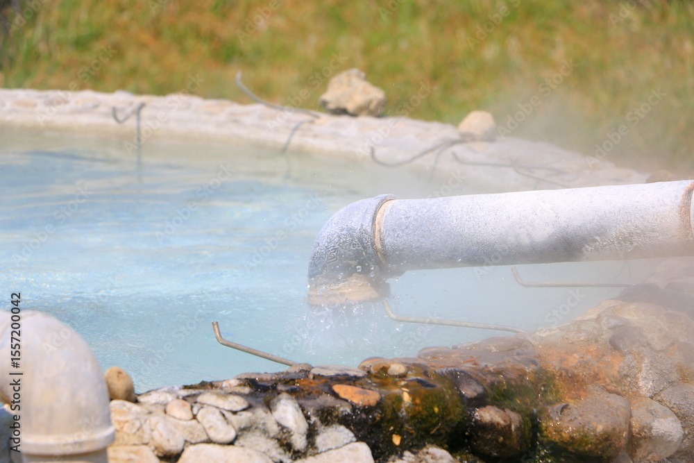 Fototapeta premium Hot spring area prepared to welcome tourists.