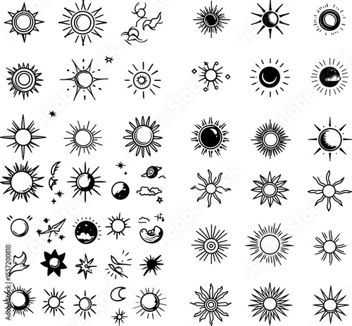 sun icons solar sun rays sunlight sunbeam bright daylight solar system sunshine star solar energy sun symbol sun design heat warmth sun icon set summer sunburst golden hour sun power