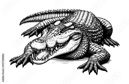 crocodile with its mouth open, showcasing its scaly skin, sharp teeth, and predatory eye in the wild tropical water