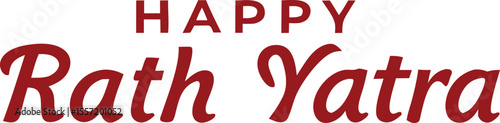 Happy Rath Yatra festival greeting in red color on white background