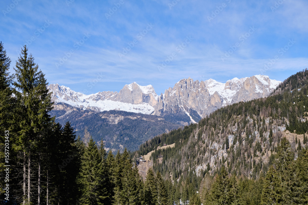 March 2025: Scenic view of snow covered mountains against sky, Fassa Valley. March 2025: Scenic view of snow covered mountains against sky, Fassa Valley.