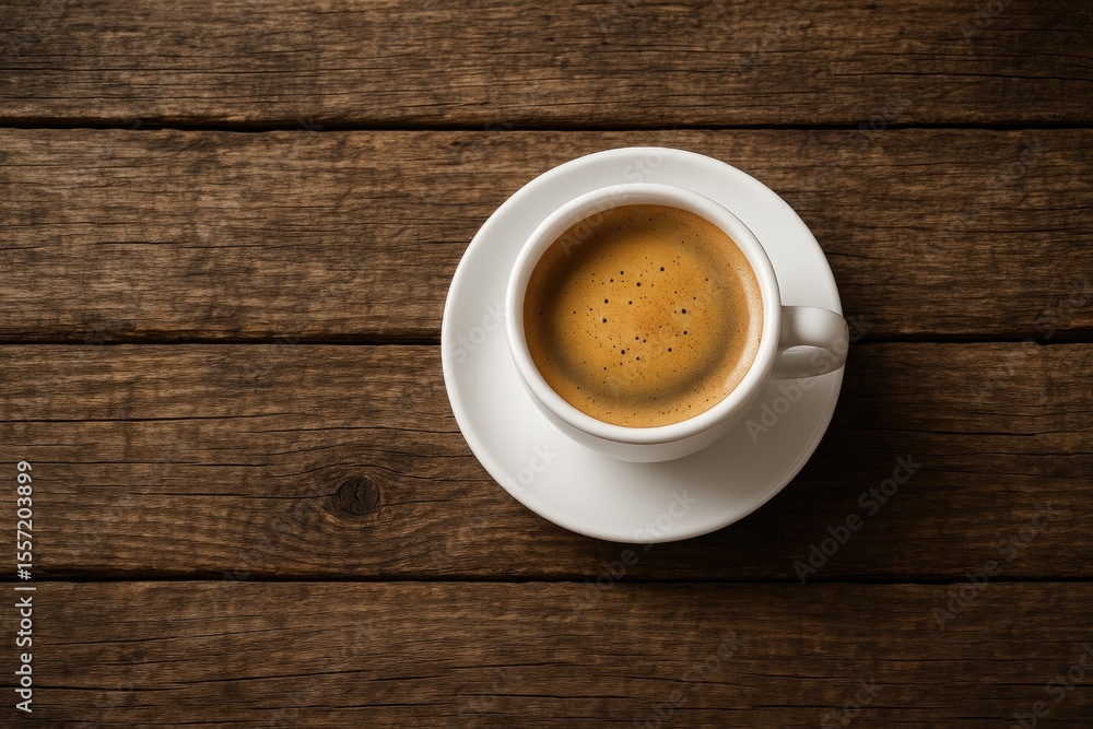 Obraz premium A mug of coffee resting on weathered wooden planks