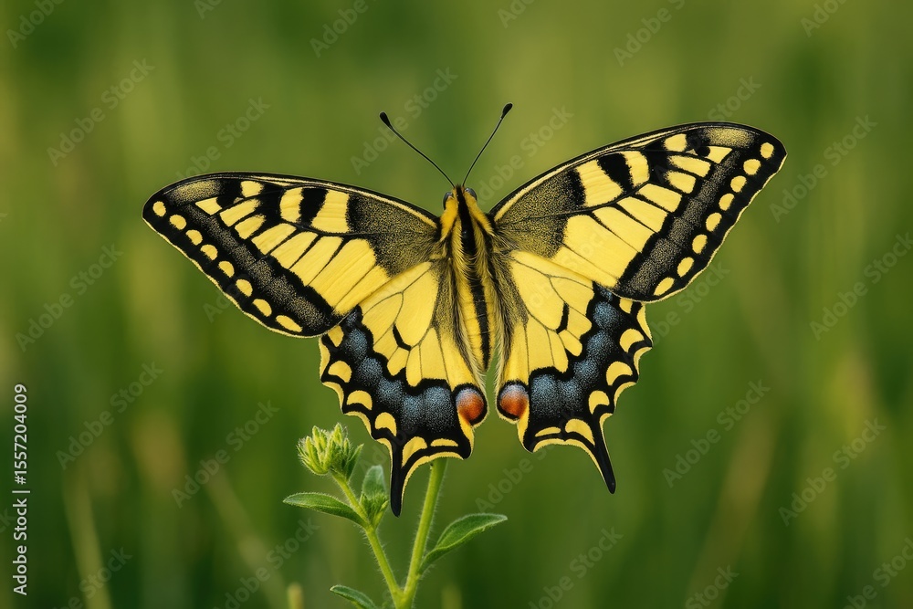 Fototapeta premium Bright yellow swallowtail butterfly species