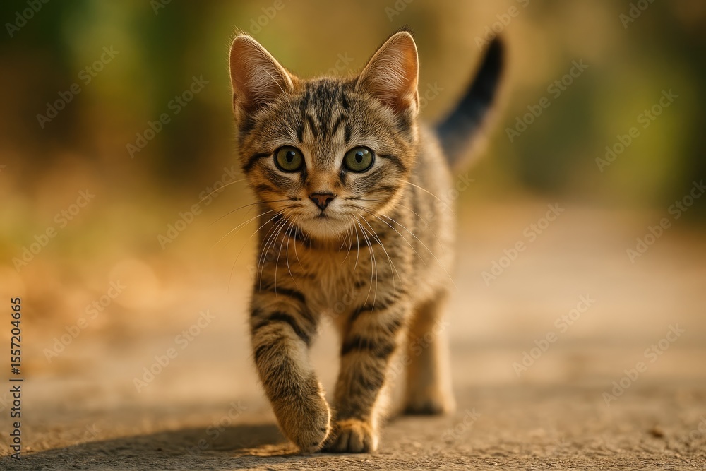 Naklejka premium Adorable feline strolling naturally
