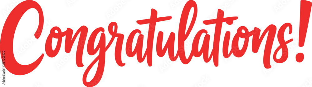 Fototapeta premium Red script text congratulations message isolated on white background