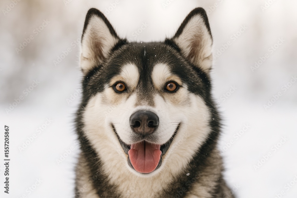 Detailed close-up of a Siberian Husky's face Detailed close-up of a Siberian Husky's face