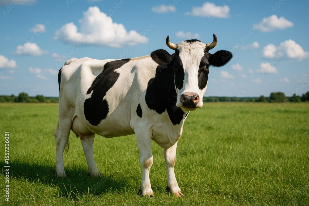 Grazing bovine amidst lush greenery Grazing bovine amidst lush greenery