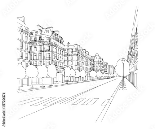 Line Art of Boulevard Haussmann, Paris