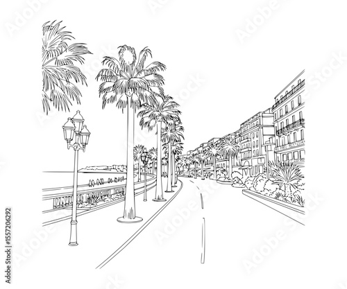 Line Art of Boulevard de la Croisette, Cannes
