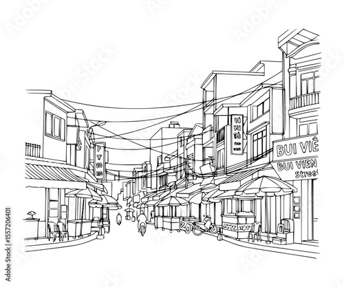 Line Art of Bui Vien Street, Ho Chi Minh City
