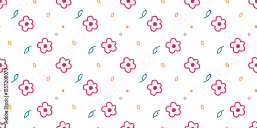 Floral Whimsy: A charming arrangement of stylized blossoms with vibrant pink petals and subtle leaf accents dance across the canvas. An artistic design full of life, light and the freshness of spring.