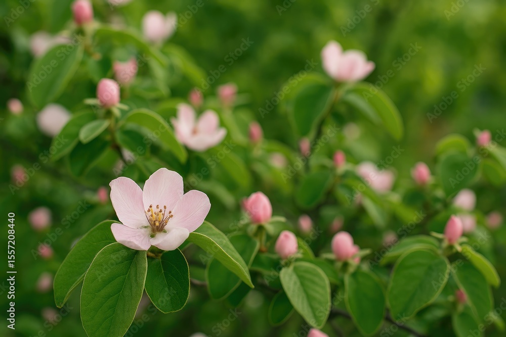 Blooming of Cydonia fruit in May Blooming of Cydonia fruit in May