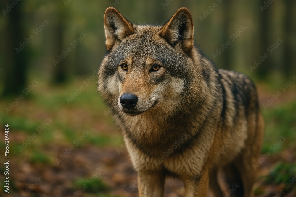 Fototapeta premium Eastern Wolf or American Grey Wolf (Canis lupus lycaon) - A Comparative Overview