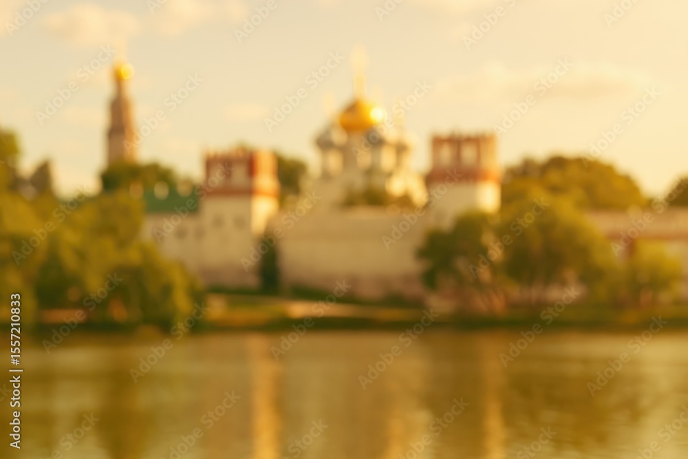 Naklejka premium Stylized blurred backdrop showcasing a historic site with a soft bokeh effect