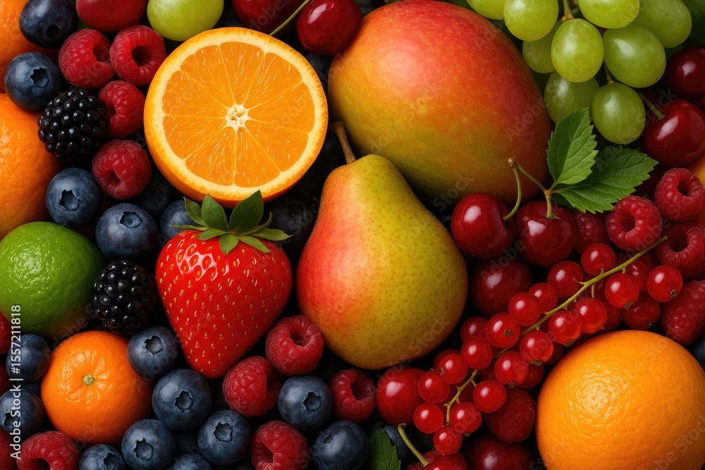 Vibrant assortment of fresh fruits and berries Vibrant assortment of fresh fruits and berries
