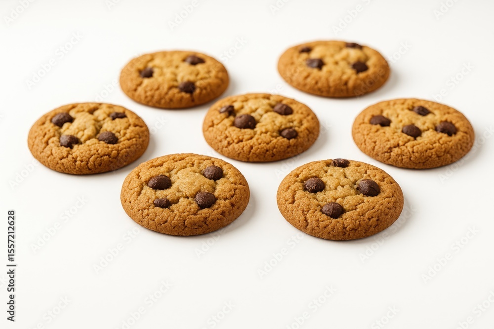 Cookies displayed on a white table surface Cookies displayed on a white table surface