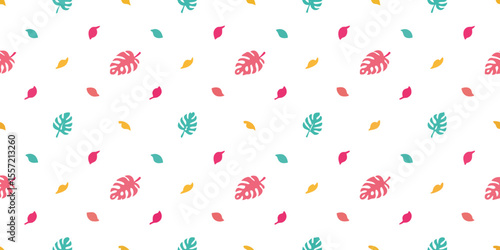 Tropical Leaf Pattern: A repeating, seamless pattern of vibrantly colored tropical leaves creates a lively and refreshing backdrop, embodying a sense of vitality and exotic charm.
