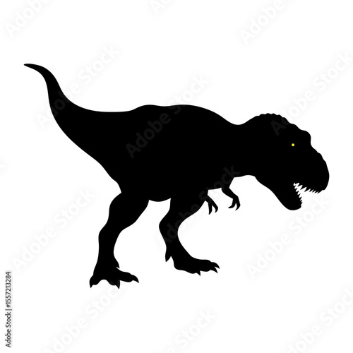 Powerful Tyrannosaurus Rex Dinosaur Black Silhouette Vector Illustration - Prehistoric Animal Graphic