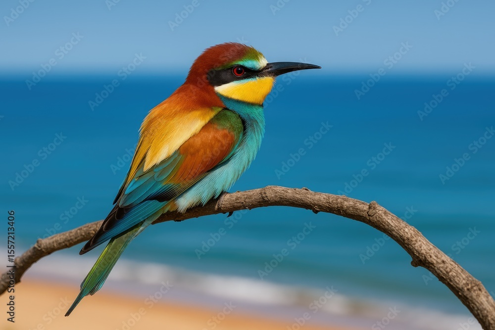 Fototapeta premium Colorful bird perched on a tree branch