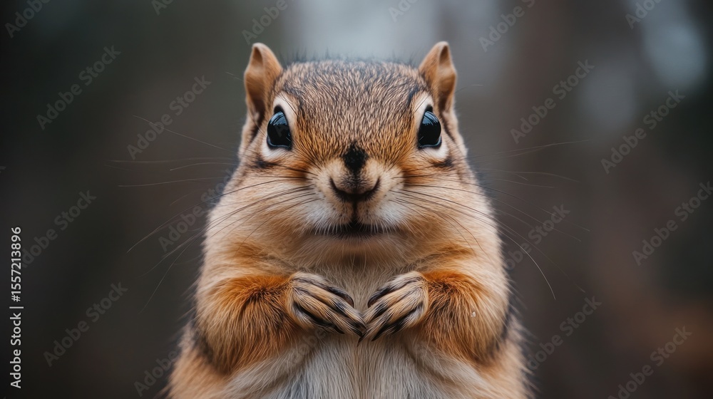 Fototapeta premium Close-up of a chipmunk, front-facing