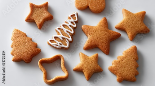 Christmas cookie cutter shapes on white background