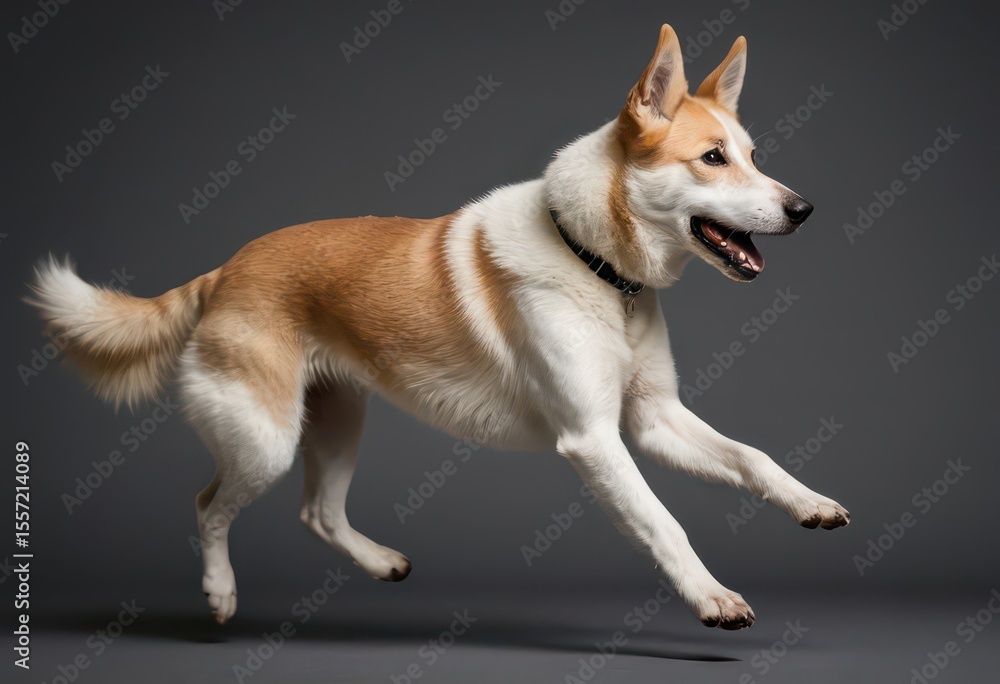 canaan dog isolated on grey neutral background, adorable pet, lovely doggy 11 canaan dog isolated on grey neutral background, adorable pet, lovely doggy 11