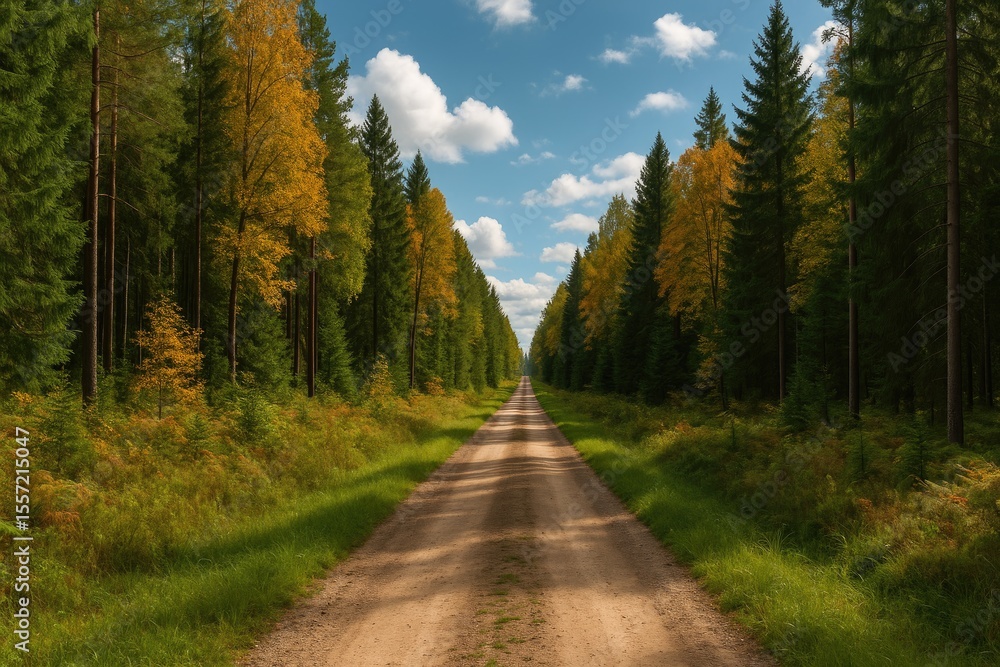 Naklejka premium Woodland Path Through the Soil