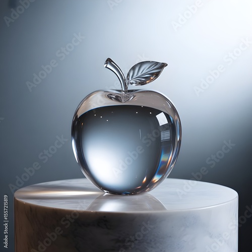 glass apple on a black background