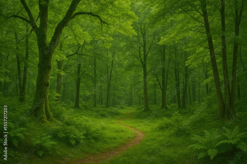 Naklejka premium Stunning natural scenery with lush green foliage in a forest setting