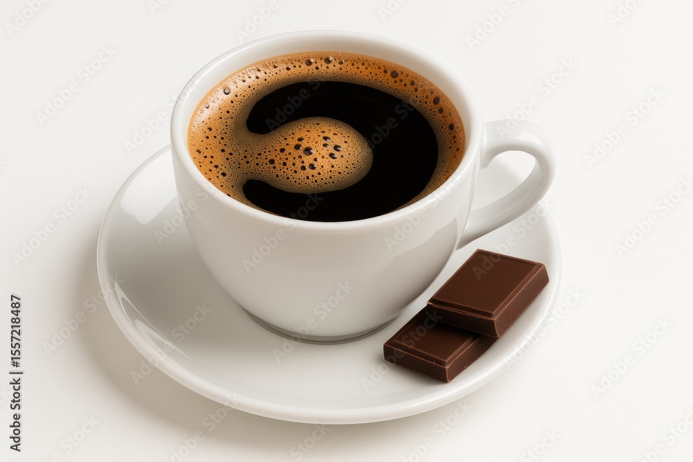 Fototapeta premium Black coffee beverage on a plain white backdrop