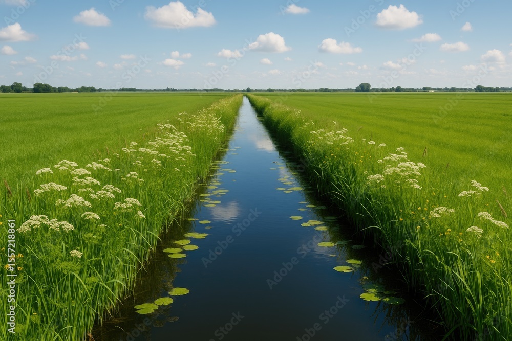 Obraz premium Crossing the Fields in Lemmer