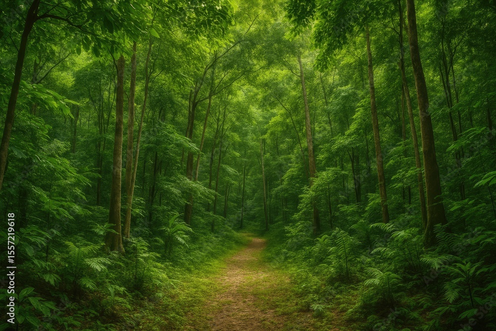 Fototapeta premium Lush and Stunning Forest Scene on an Island Paradise