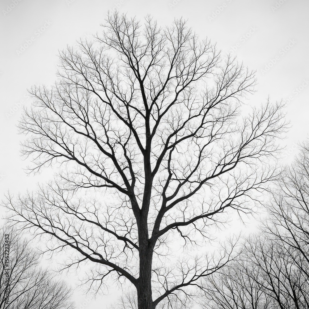 Fototapeta premium Monochrome image capturing tree limbs reaching towards the sky