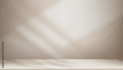 Background design brown wall showroom studio with shadow on empty floor for product presentation.Vector minimal soft reflect light, shadow for Autumn,Winter backdrop design for cosmetic, beauty