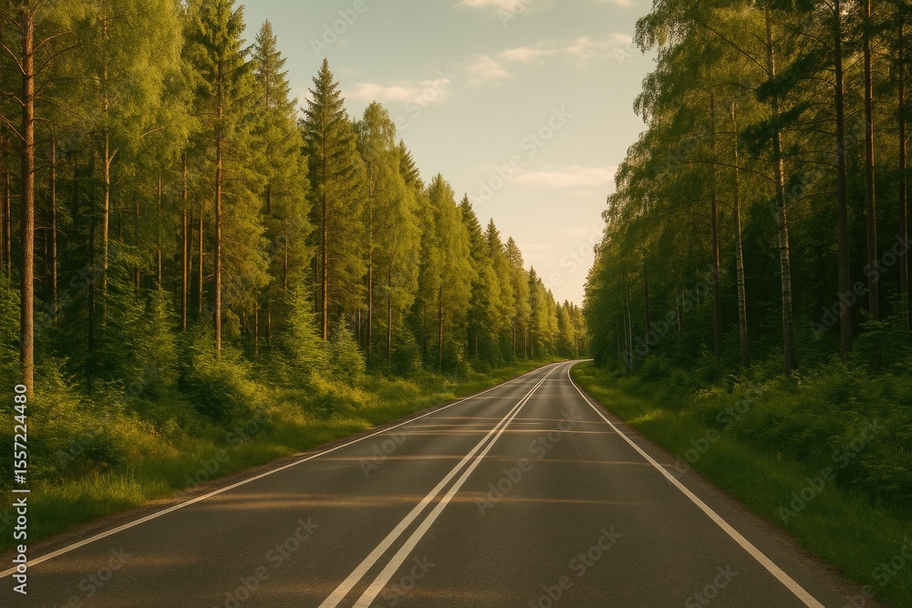 Fototapeta premium A road cutting through a forested area
