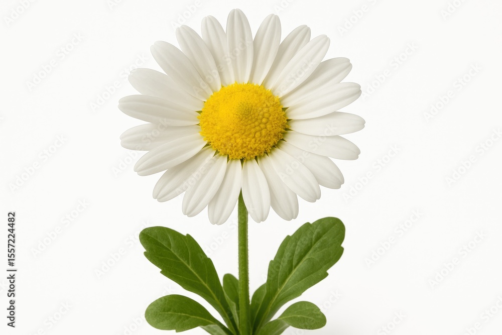 Fototapeta premium White background featuring a single Bellis perennis flower