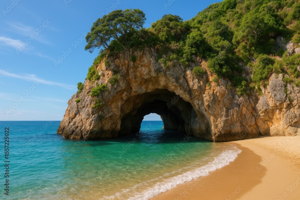 Naklejka premium A charming coastal cave with scenic views