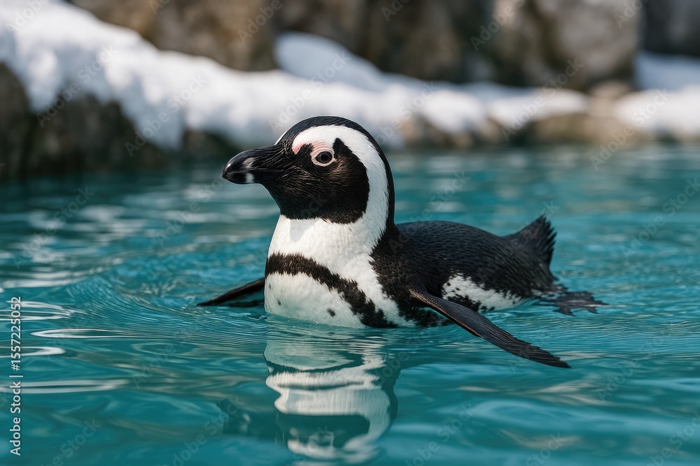 Fototapeta premium Zoo exhibit featuring an African penguin