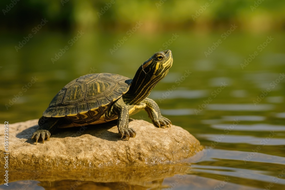 Fototapeta premium A tiny and sluggish turtle