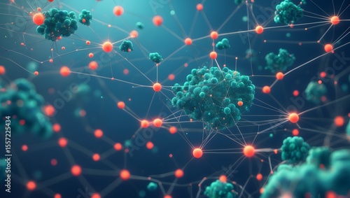 Microscopic Cellular Network: An artistic depiction of intricate cellular structures, showcasing a vibrant network of connected cells. The image captures the beauty and complexity of cellular biology