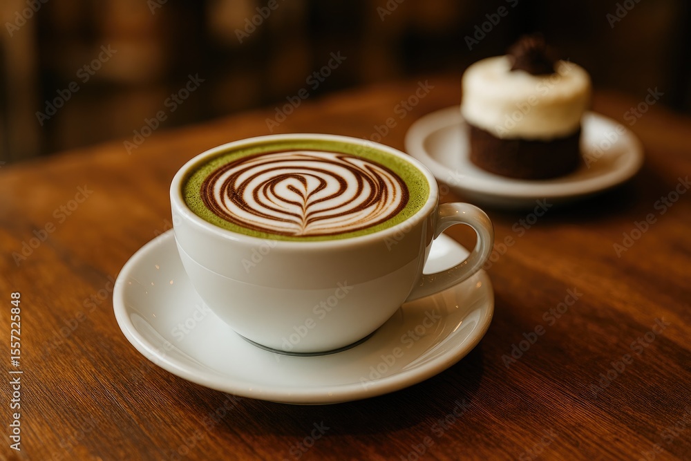 A steaming mug of coffee, chocolate, and matcha for a hot beverage delight A steaming mug of coffee, chocolate, and matcha for a hot beverage delight
