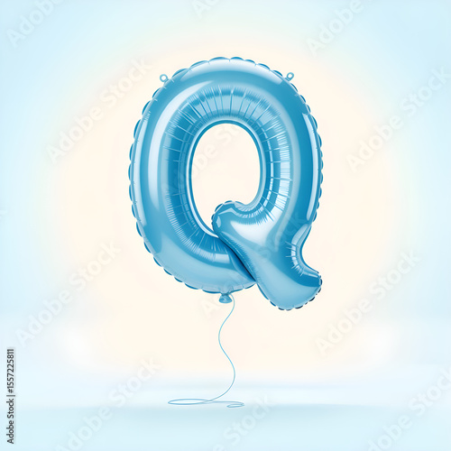 blue alphabet Q balloon 3D graphic