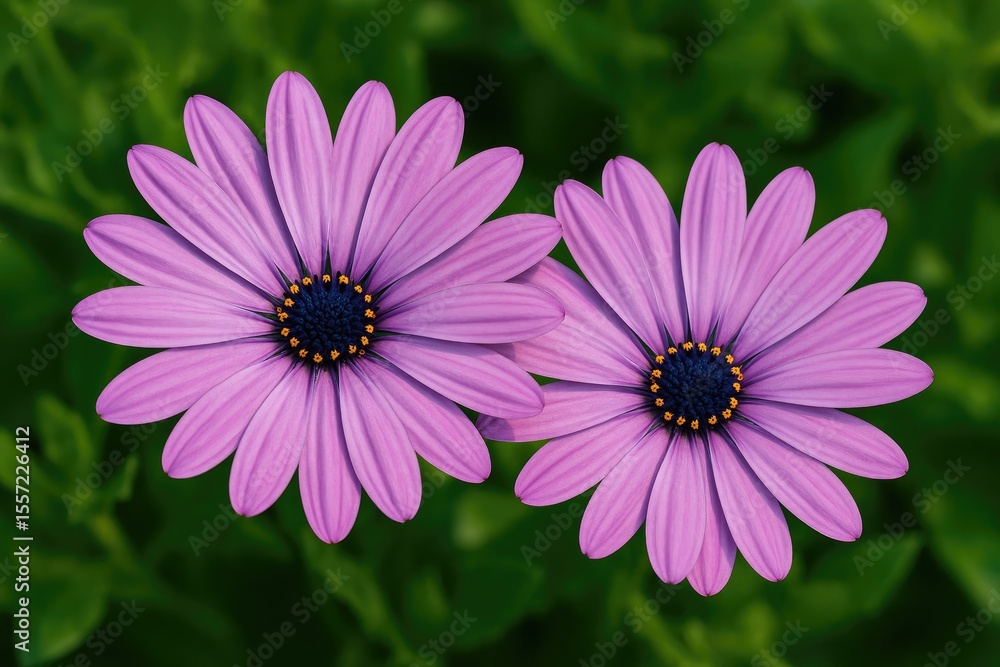 A detailed shot of a pair of violet blossoms A detailed shot of a pair of violet blossoms